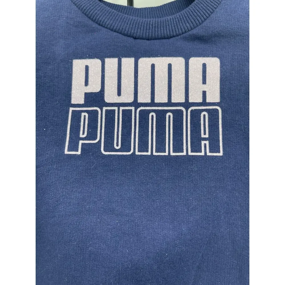 Puma Childrens Kids Girls Blue Lilac Sweatshirt Jogger Pants 2 pc Set 18 months - Picture 3 of 10